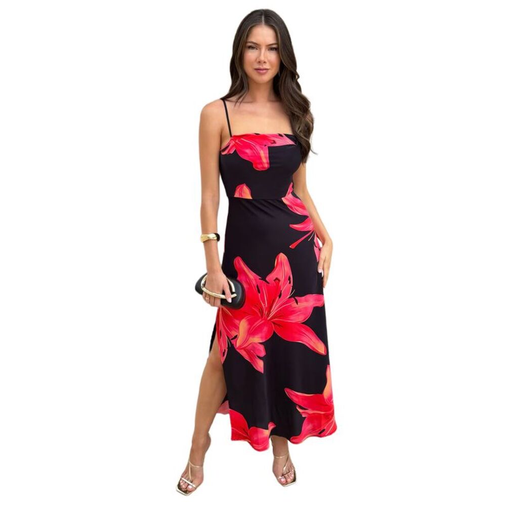 AX Paris Womens/Ladies Floral Strappy Midi Dress / Black